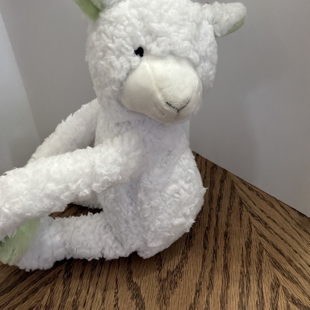 DMC White Sherpa Lamb Plush Stuffed Animal Green Accents PA-17292 CN‎ Long Limbs